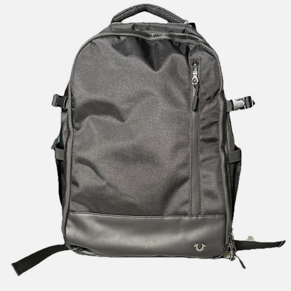 True Religion Black Commuter Backpack Dome Style Trolley Strap NWT TR105081